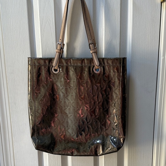 Michael Kors Signature Mirror Metallic Shiny Tote Bag - Picture 1 of 11